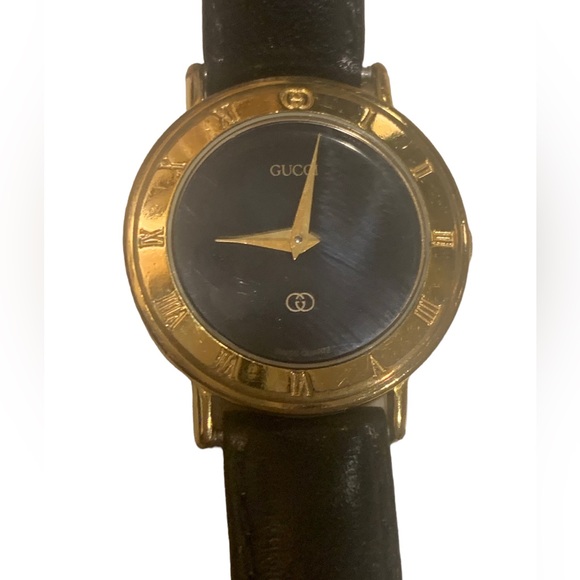 Gucci 3000L Vintage Women's 25mm Gold Dial 18KGP Swiss Quartz Watch Need Battery - Picture 3 of 16